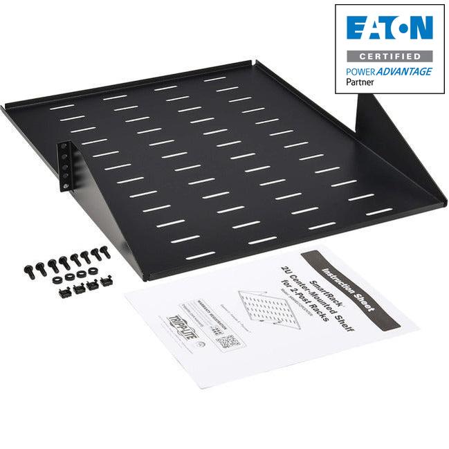 Eaton Tripp Lite Series SmartRack Center-Mounted Steel Rack Shelf - 2U, Vented, 21.5 in. Deep, Holds up to 100 lb. (45 kg) SRSHELF2PCENTER