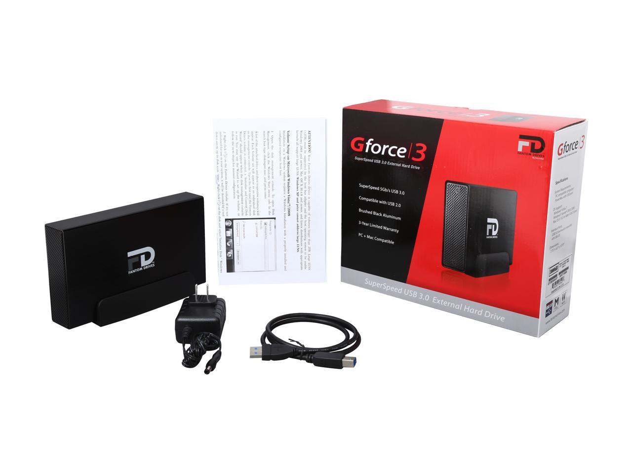 Fantom Drives G-Force3 Pro 3Tb Usb 3.0 Aluminum Desktop External Hard Drive Gf3B3000Up Black