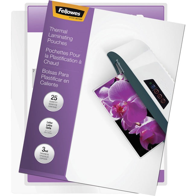 Fellowes Thermal Laminating Pouches - ImageLast™, Jam Free, Letter, 3 mil, 25 pack 5200501
