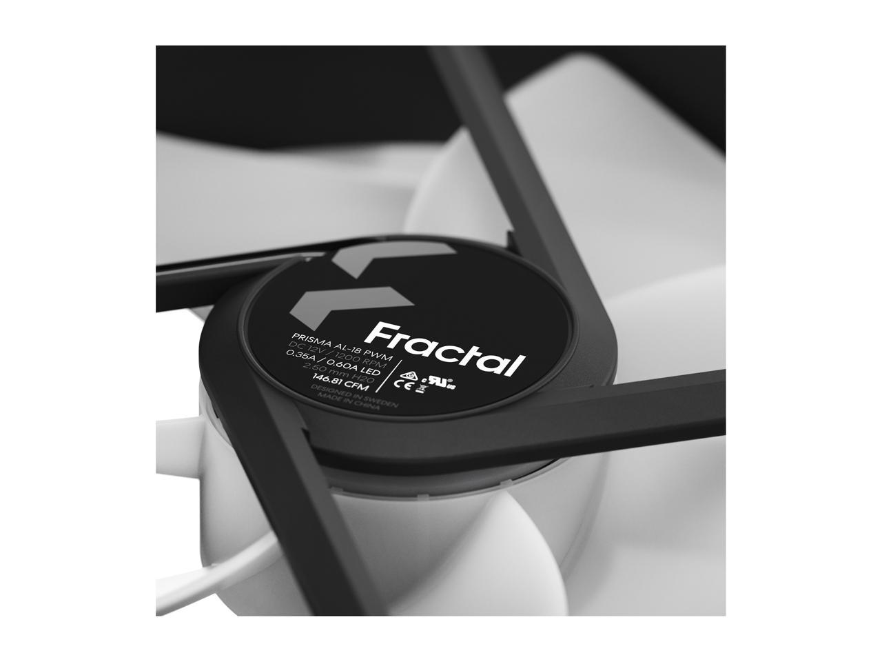 Fractal Design Prisma Al-18 Pwm 180 Mm Addressable Rgb Led Lls Bearing Computer Case Fan (2-Pack)