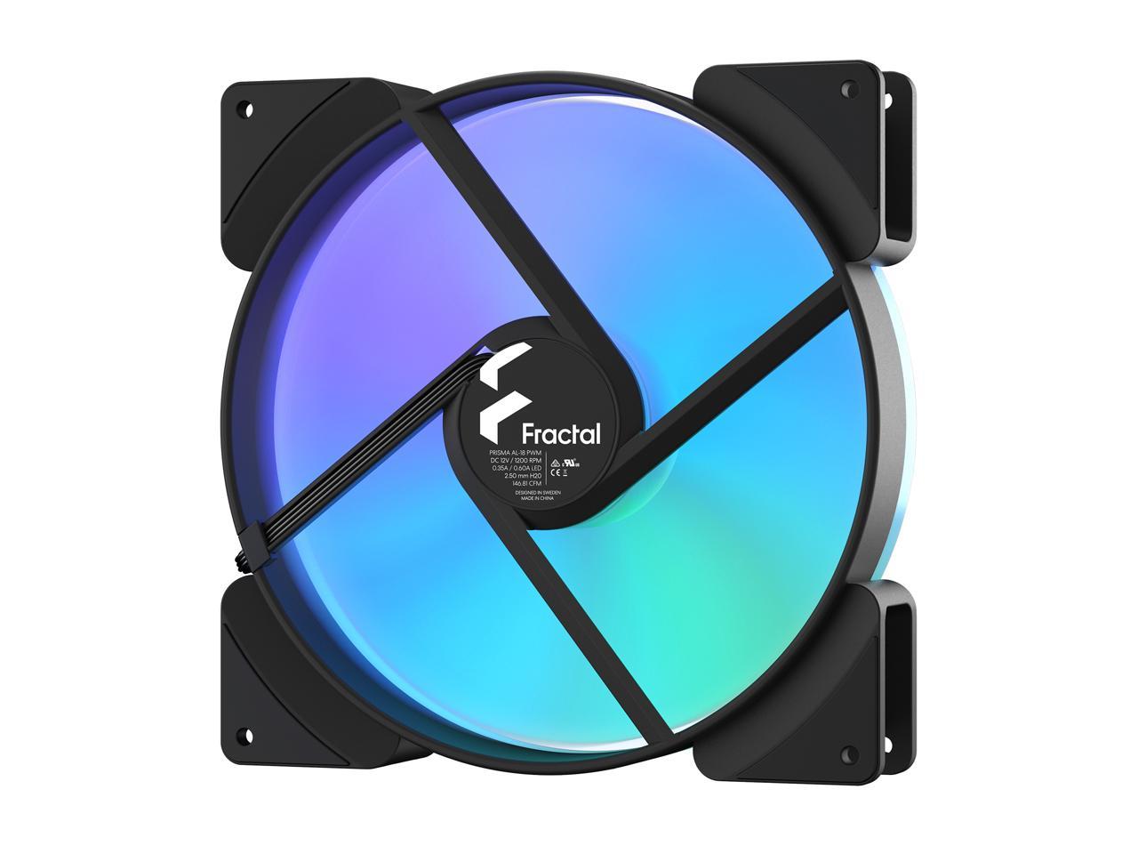 Fractal Design Prisma Al-18 Pwm 180 Mm Addressable Rgb Led Lls Bearing Computer Case Fan (2-Pack)
