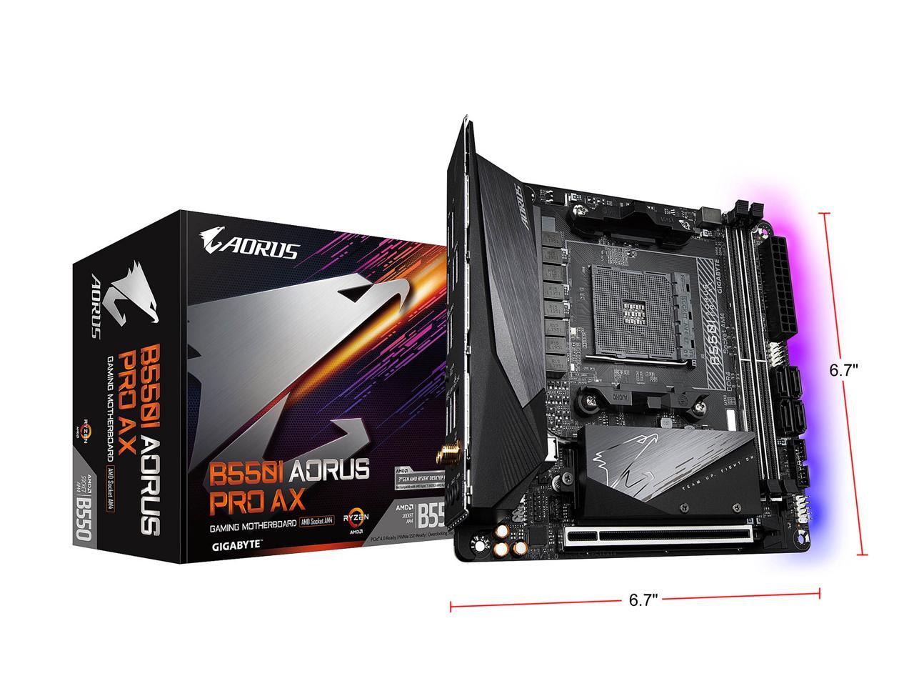 Gigabyte B550I Aorus Pro Ax Am4 Amd B550 Mini-Itx Motherboard With Dual M.2, Sata 6Gb/S, Usb 3.2 Gen 1, Wifi 6, 2.5 Gbe Lan, Pcie 4.0
