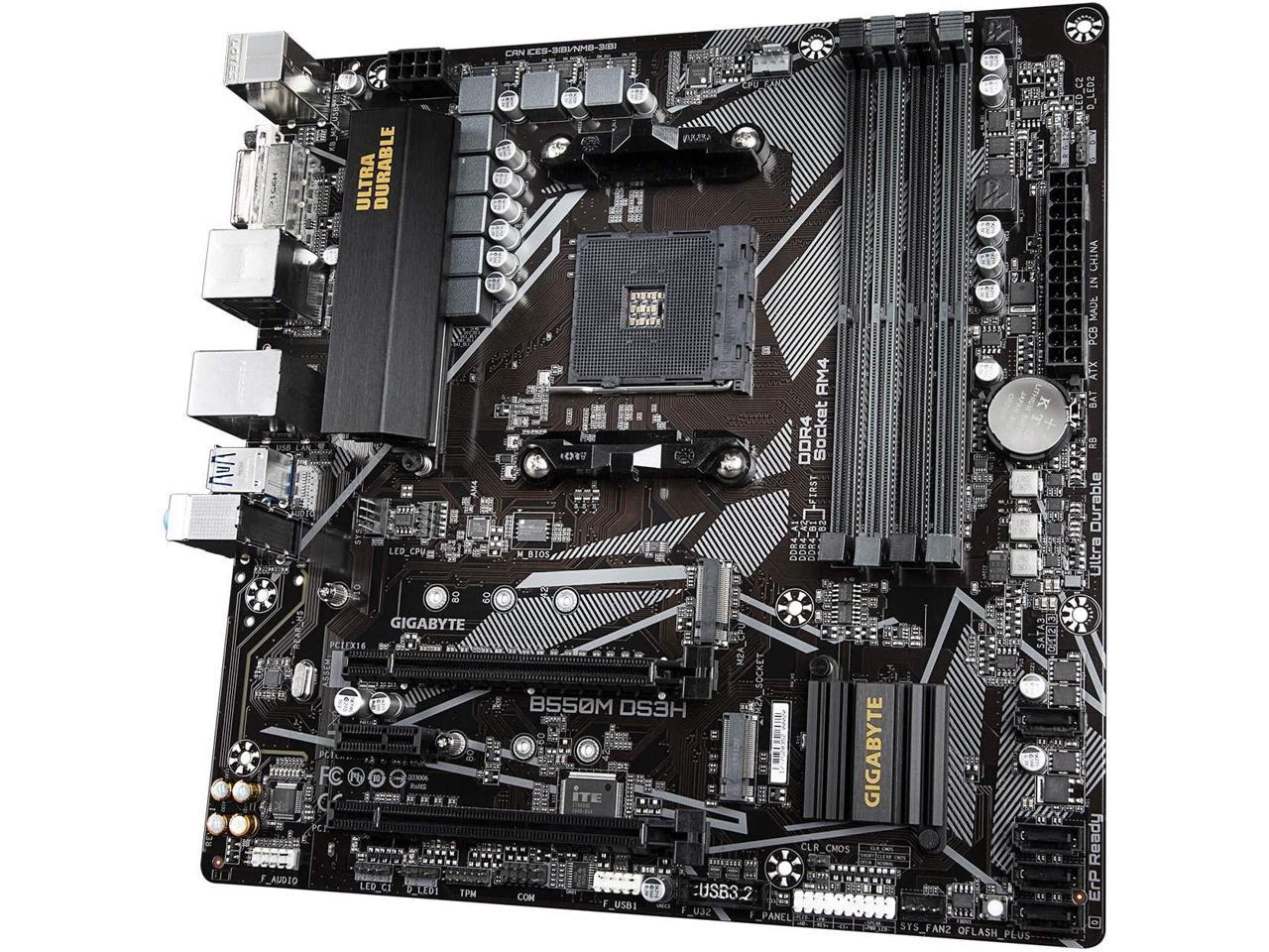 Gigabyte B550M Ds3H Am4 Amd B550 Micro-Atx Motherboard With Dual M.2, Sata 6Gb/S, Usb 3.2 Gen 1, Pcie 4.0