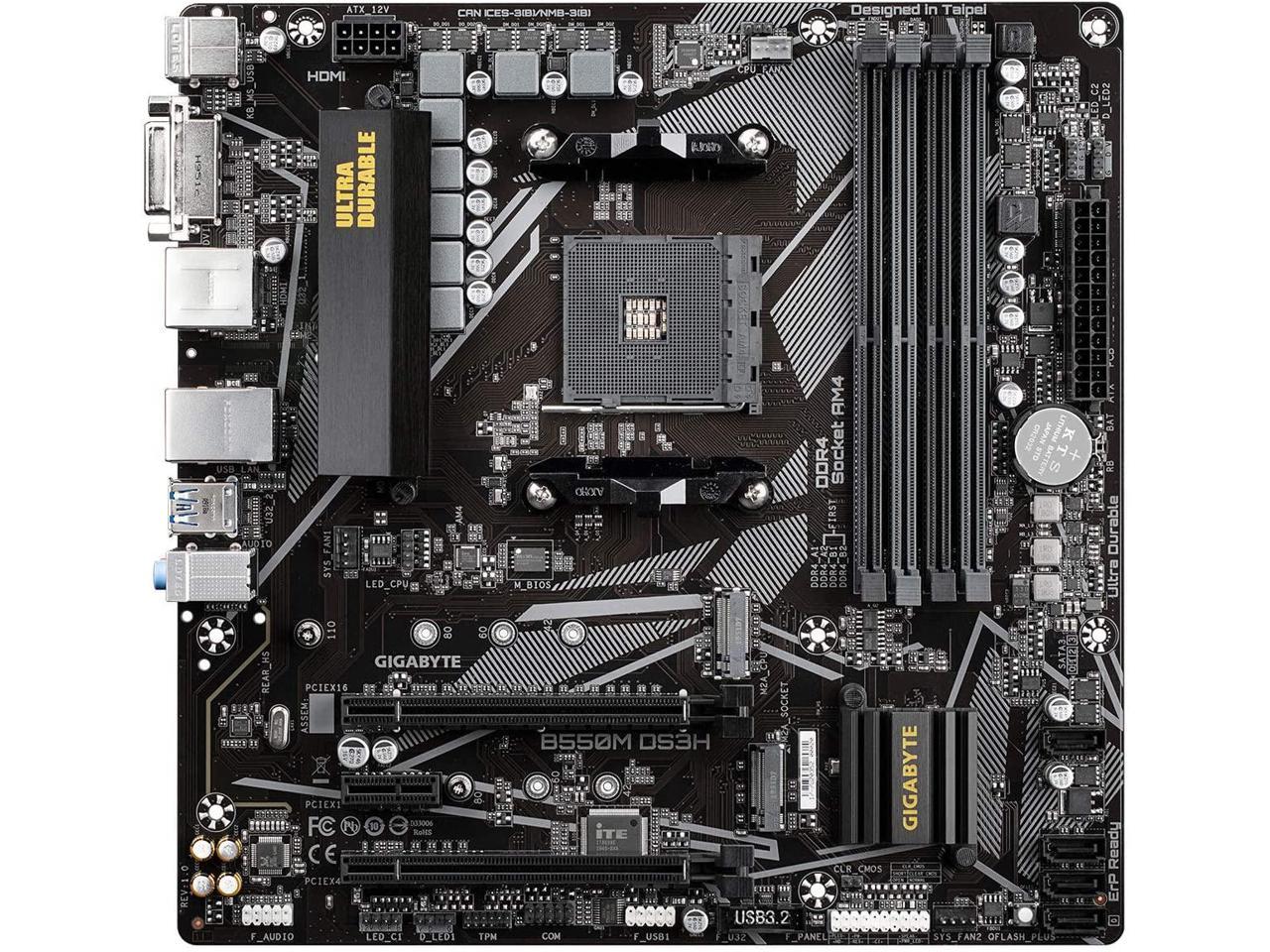 Gigabyte B550M Ds3H Am4 Amd B550 Micro-Atx Motherboard With Dual M.2, Sata 6Gb/S, Usb 3.2 Gen 1, Pcie 4.0