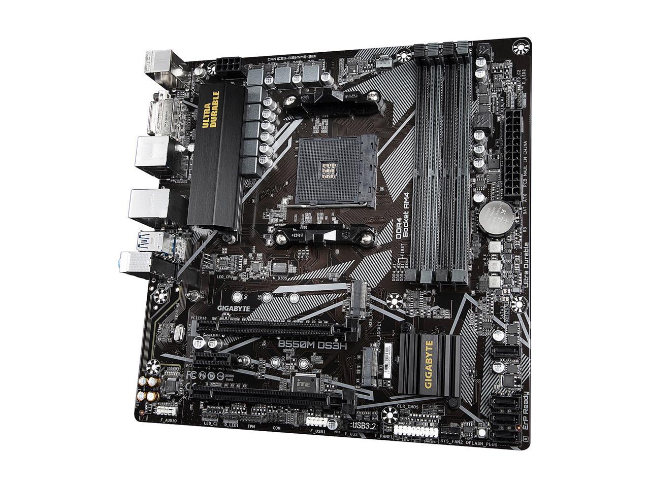 Gigabyte B550M Ds3H Am4 Amd B550 Micro-Atx Motherboard With Dual M.2, Sata 6Gb/S, Usb 3.2 Gen 1, Pcie 4.0