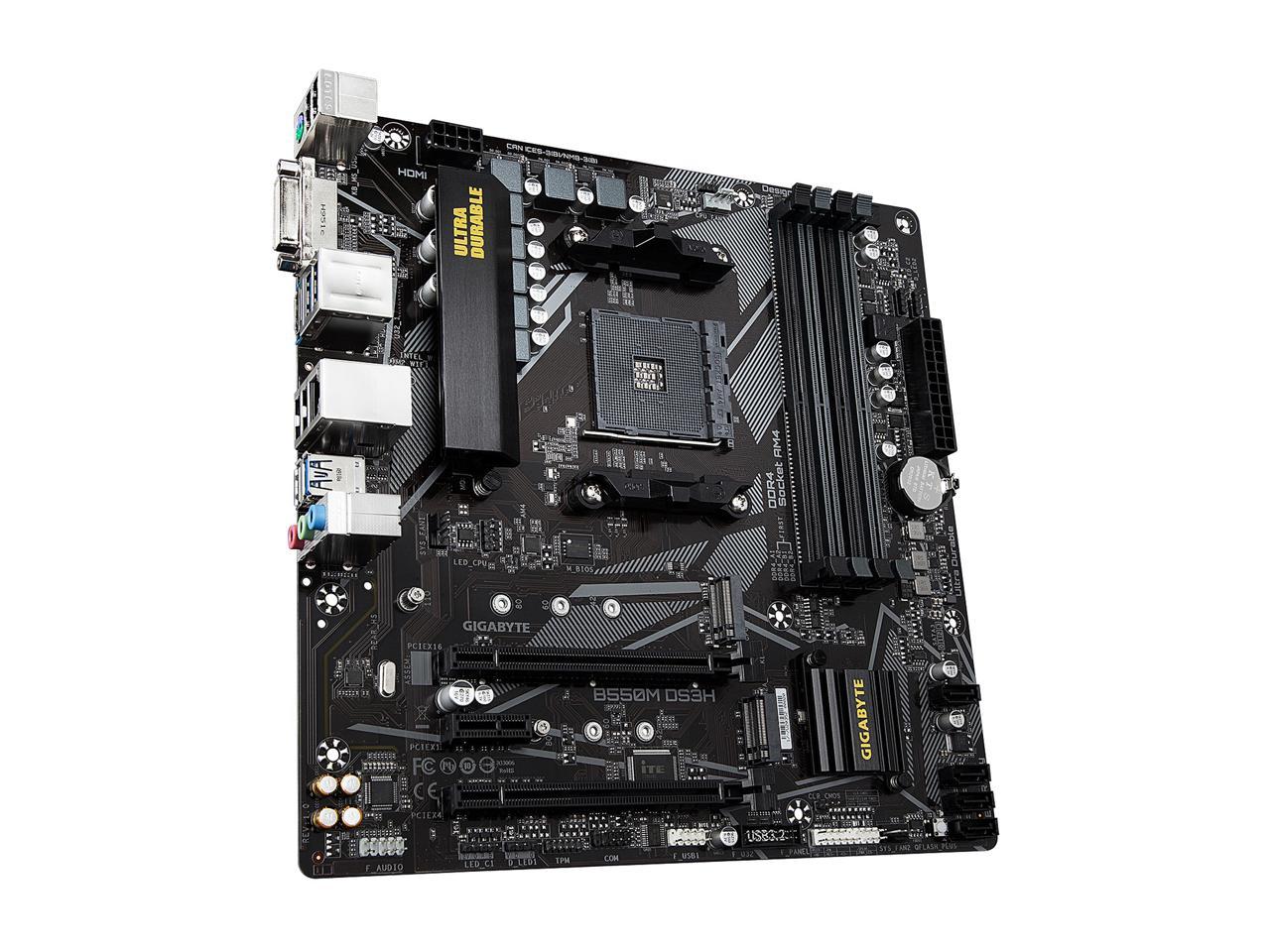 Gigabyte B550M Ds3H Am4 Amd B550 Micro-Atx Motherboard With Dual M.2, Sata 6Gb/S, Usb 3.2 Gen 1, Pcie 4.0