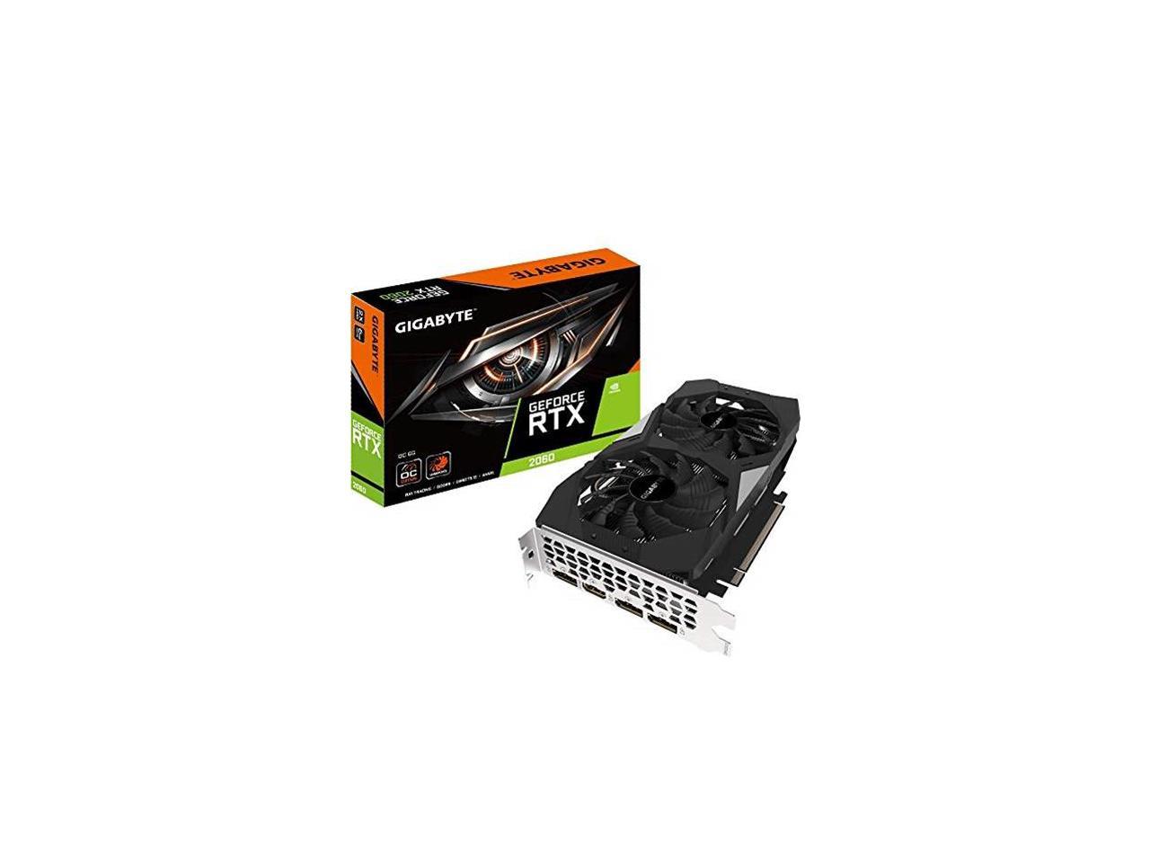 Gigabyte Geforce Rtx 2060 Oc Gg Graphics Card, 2X Windforce Fans, 6Gb 192-Bit Gddr6, Gv-N2060Oc-6Gd Rev2.0 Video Card