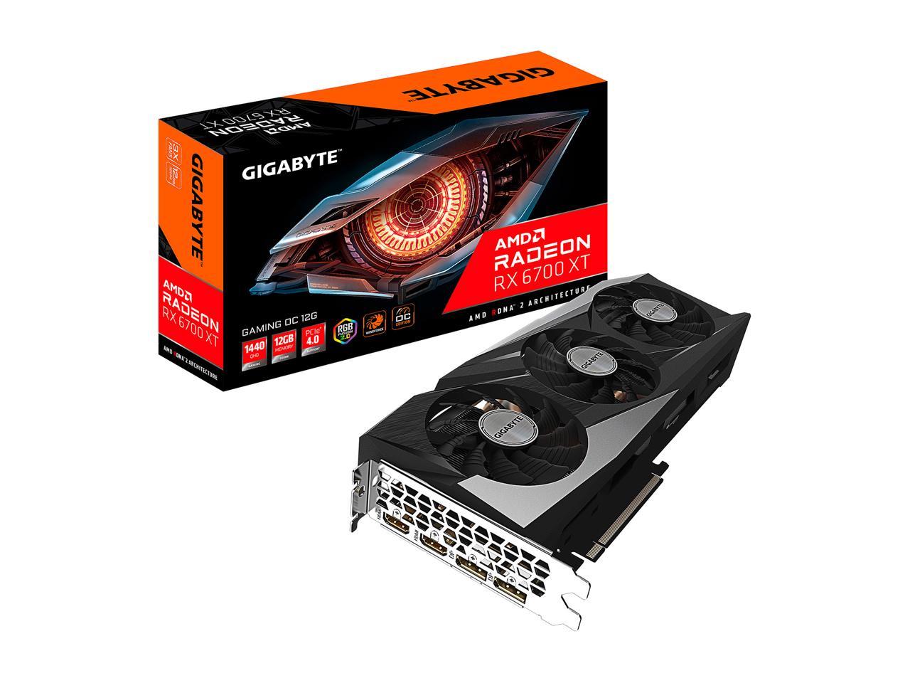 Gigabyte Radeon Rx 6700 Xt Gaming Oc 12G Graphics Card, Windforce 3X Cooling System, 12Gb 192-Bit Gddr6, Gv-R67Xtgaming Oc-12Gd Video Card