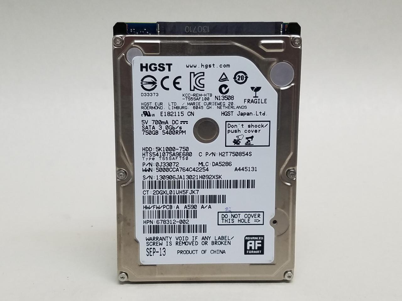 Hgst Travelstar 5K1000 Hts541075A9E680 750 Gb 2.5" Sata Ii Laptop Hard Drive