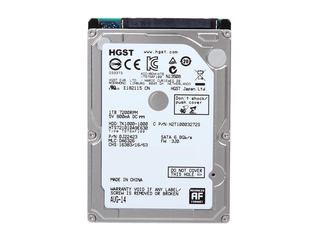 Hgst Travelstar 7K1000 Hts721010A9E630 (0J22423) 1Tb 7200 Rpm 32Mb Cache Sata 6.0Gb/S 2.5" Internal Notebook Hard Drive (Standard Model) Bare Drive