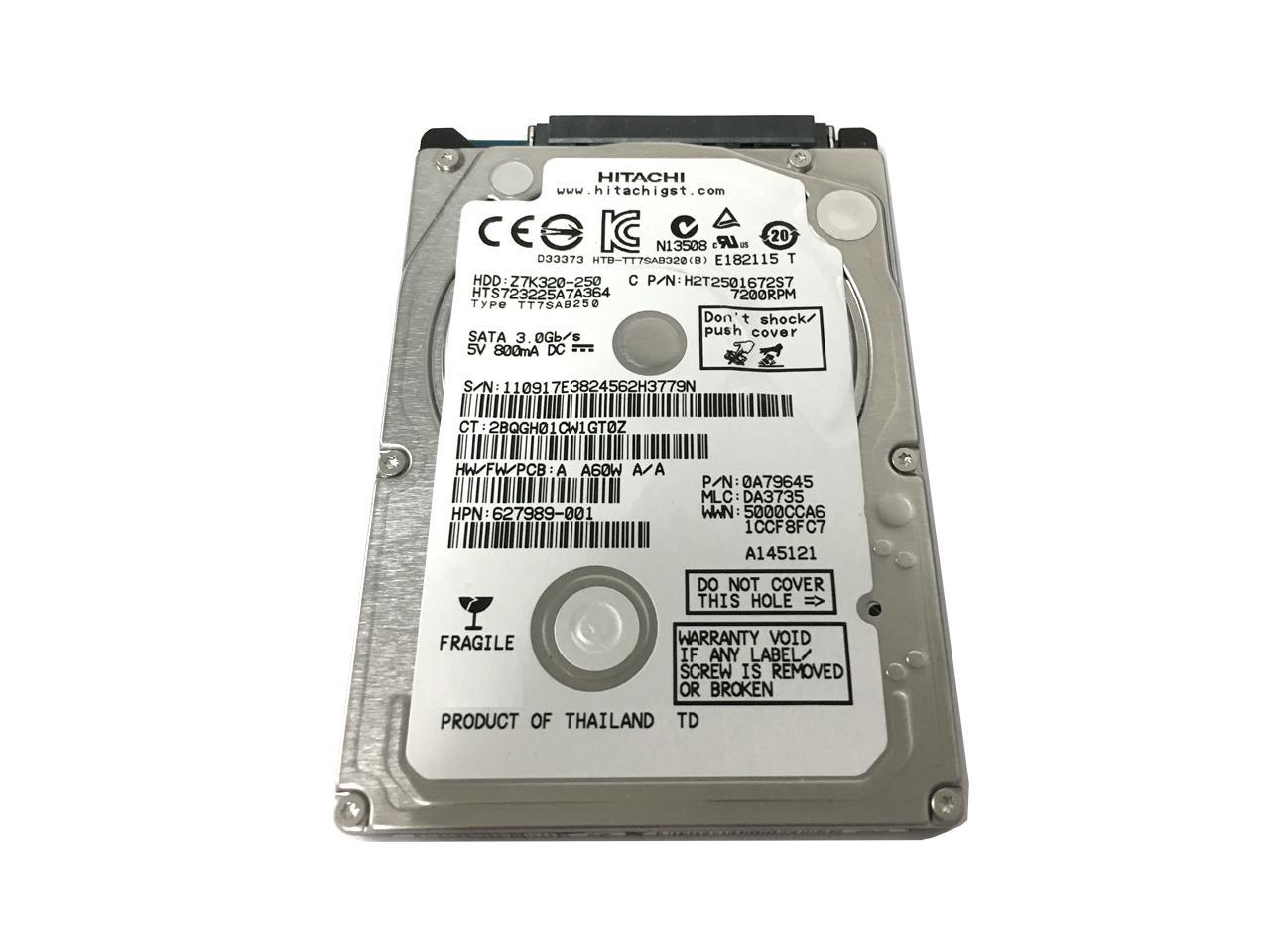 Hitachi Gst Travelstar Z7K320 Hts723225A7A364 (0A78742) 250Gb 7200 Rpm 16Mb Cache Sata 3.0Gb/S 2.5" Internal Notebook Hard Drive Bare Drive