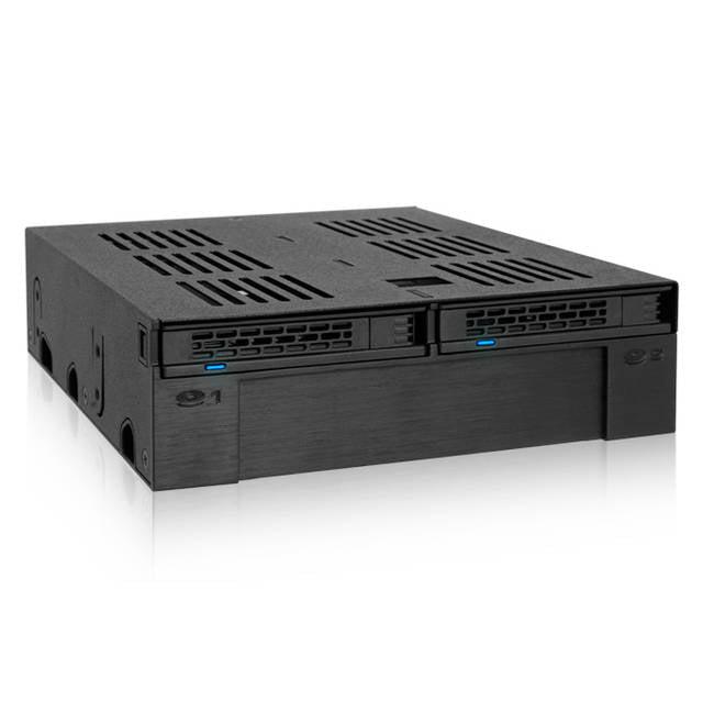 Icy Dock Expresscage Mb322Sp-B 2X 2.5 Inch Sata/Sas Hdd/Ssd To External 5.25 Inch Mobile Rack W/ 3.5 Inch Hdd/Device Slot