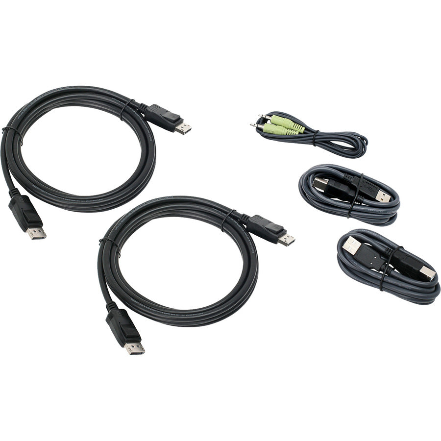IOGEAR 10 Ft. Dual View DisplayPort, USB KVM Cable Kit with Audio (TAA) G2L9203UTAA3