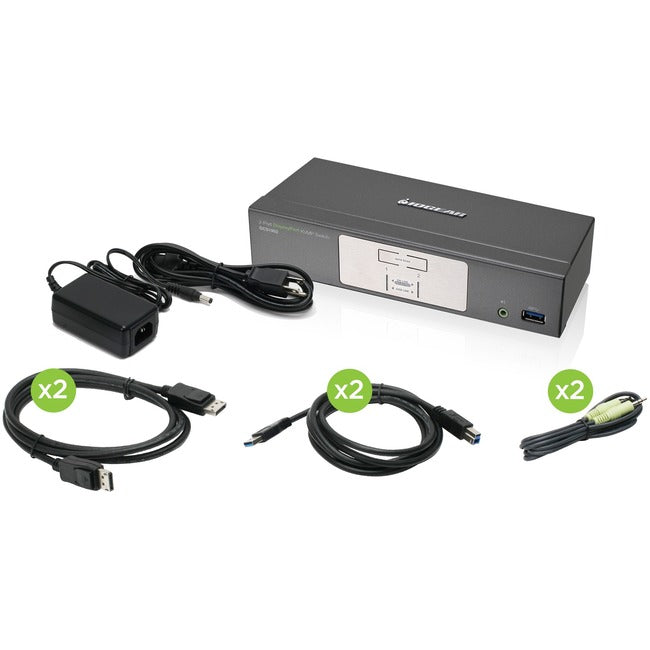 Iogear 2-Port Displayport Kvmp Switch With Usb 3.0 Hub (Taa Compliant)