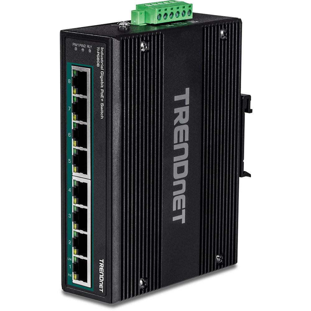 Industrial Gigabit PoE+ DIN-Rail Switch - Variable Voltage Ethernet | TRENDnet TI-PG80B