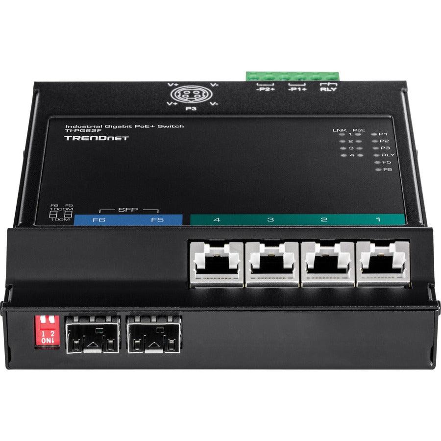 Industrial Gigabit PoE+ Switch - 6-Port Wall-Mounted Front Access | TRENDnet TI-PG62F