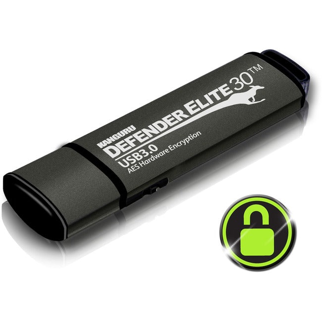 Kanguru Defender Elite30, Hardware Encrypted, Secure, SuperSpeed USB 3.0 Flash Drive, 64G KDFE30-64G