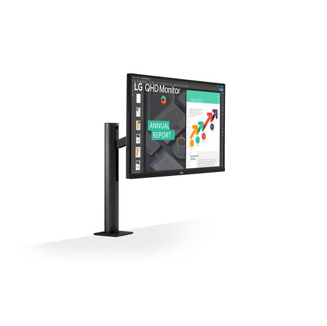 LG 27" IPS QHD Ergo Monitor - Ergonomic Stand USB Type-C | TechSoft 27BN88Q-B