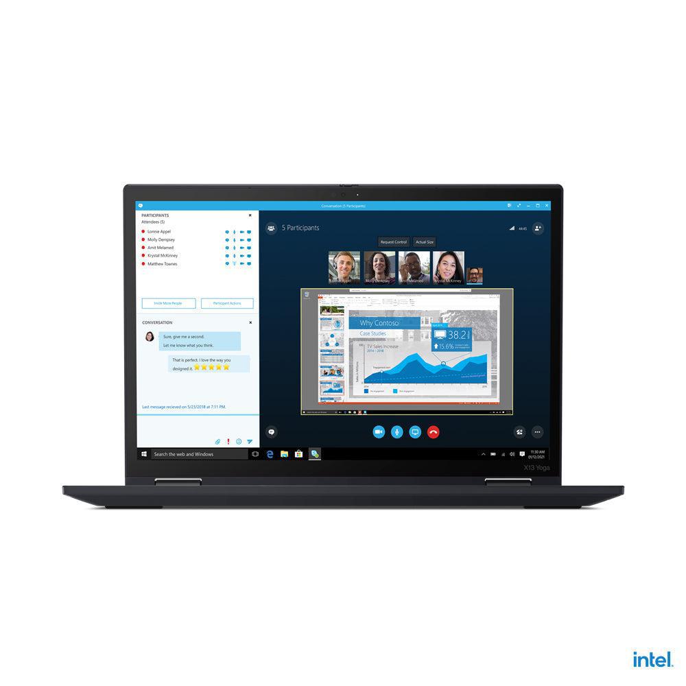 Lenovo Thinkpad X13 Yoga Hybrid (2-In-1) 33.8 Cm (13.3") Touchscreen Wqxga Intel® Core™ I7 16 Gb Lpddr4X-Sdram 512 Gb Ssd Wi-Fi 6 (802.11Ax) Windows 10 Pro Black 20W80035Us
