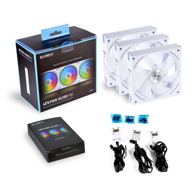 Lian Li Uni Fan Al120 3 Pack White With Controller (Argb 120Mm Led Pwm Daisy-Chain)