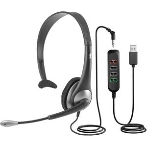 Mono Headset With Usb Ctrl,Noise Cancel Mic Mute Vol. Adj