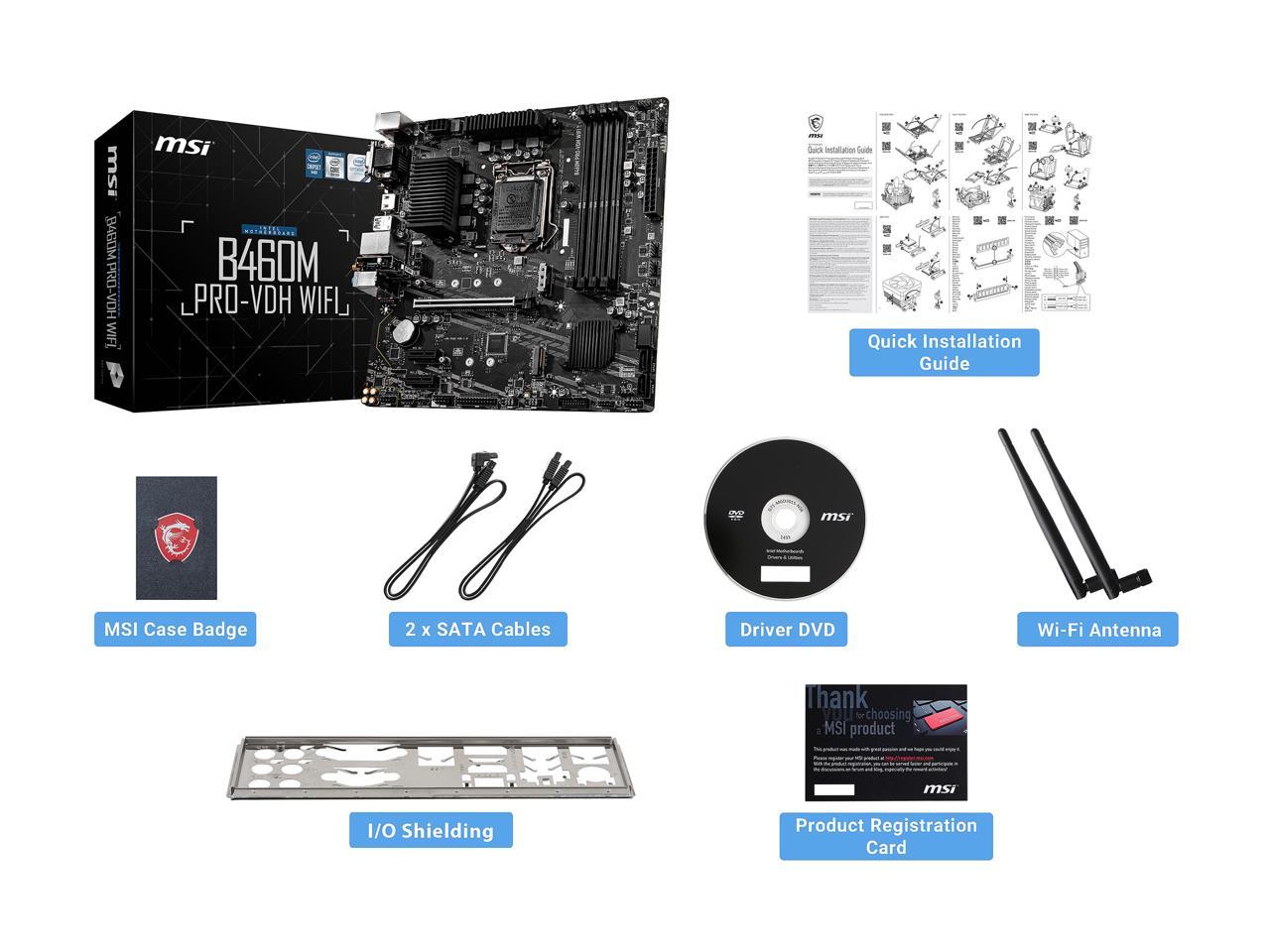 Msi B460M Pro-Vdh Wifi Lga 1200 Intel B460 Micro Atx Intel Motherboard