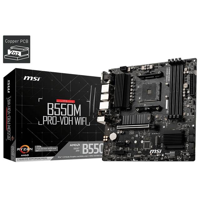 Msi B550M Pro-Vdh Wifi Socket Am4/ Amd B550/ Ddr4/ Sata3&Usb3.2/ M.2/ Micro-Atx Motherboard