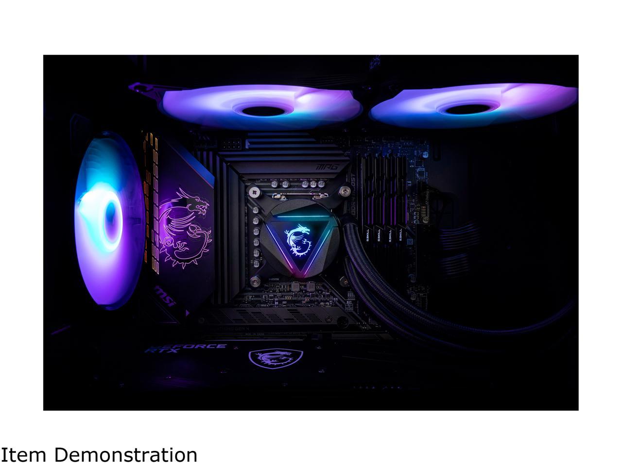 Msi Mag Series Coreliquid 280R, Rgb Cpu Liquid Cooler (Aio): Rotatable Blockhead Design, 280Mm Radiator, Dual 140Mm Rgb Pwm Fans