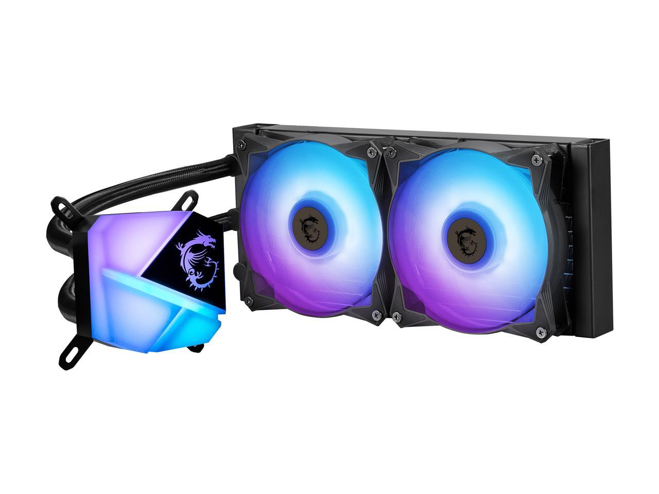 Msi Mag Series Coreliquid C280 Aio Liquid Cpu Cooler, 280Mm Radiator, Dual 140Mm Pwm Fans, Argb Lighting Controlled By Software