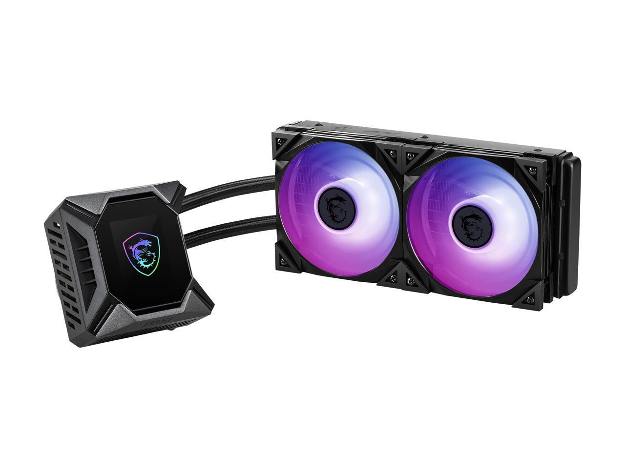 Msi Mpg Series Coreliquid K240, Rgb Cpu Liquid Cooler (Aio): Customizable Lcd Screen Design, 240Mm Radiator, Dual 120Mm Rgb Pwm Fans