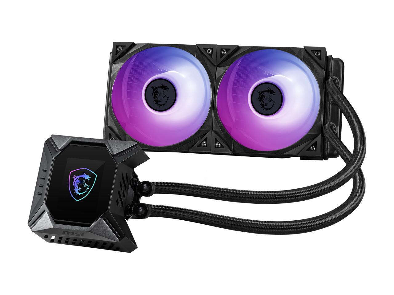 Msi Mpg Series Coreliquid K240, Rgb Cpu Liquid Cooler (Aio): Customizable Lcd Screen Design, 240Mm Radiator, Dual 120Mm Rgb Pwm Fans