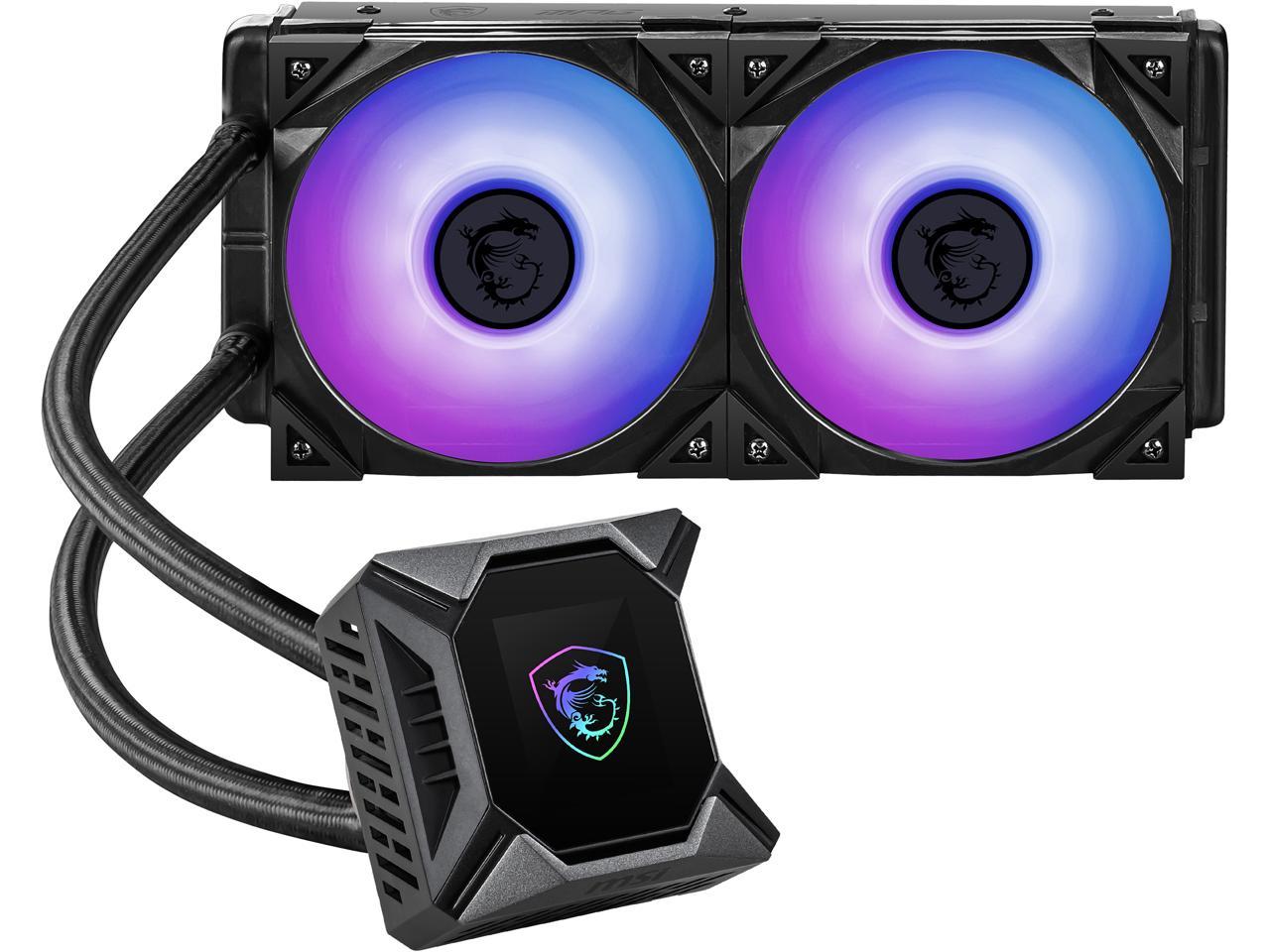 Msi Mpg Series Coreliquid K240, Rgb Cpu Liquid Cooler (Aio): Customizable Lcd Screen Design, 240Mm Radiator, Dual 120Mm Rgb Pwm Fans