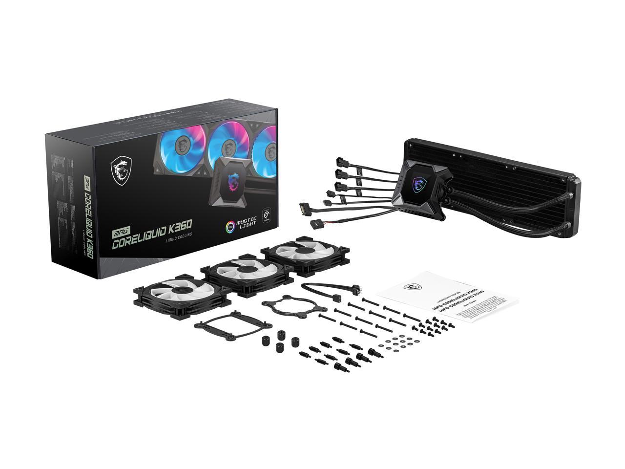 Msi Mpg Series Coreliquid K360, Rgb Cpu Liquid Cooler (Aio): Customizable Lcd Screen Design, 360Mm Radiator, Triple 120Mm Rgb Pwm Fans