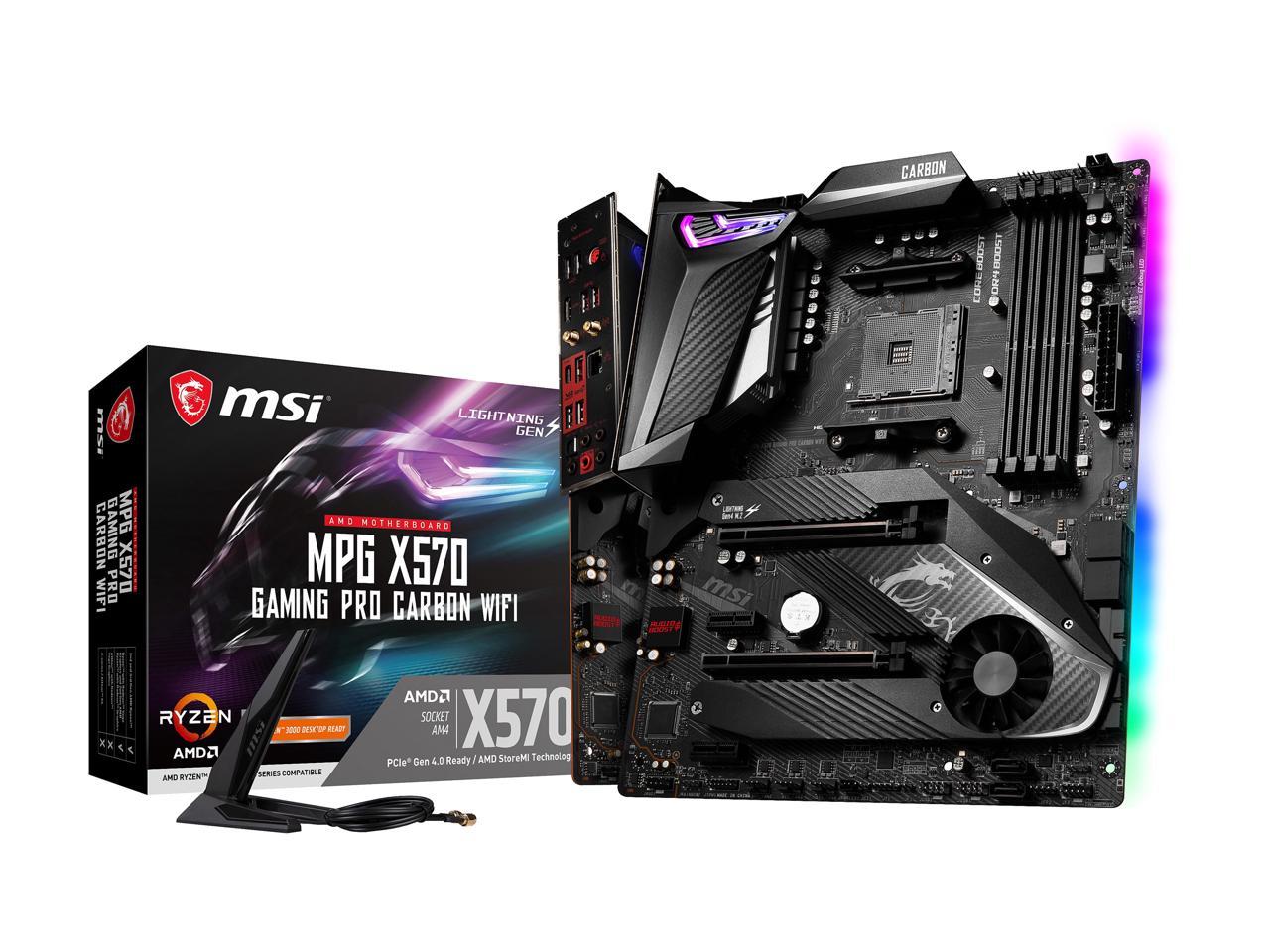Msi Mpg X570 Gaming Pro Carbon Wifi Gaming Motherboard Amd Am4 Sata 6Gb/S M.2 Usb 3.2 Gen 2 Wi-Fi 6 Hdmi Atx