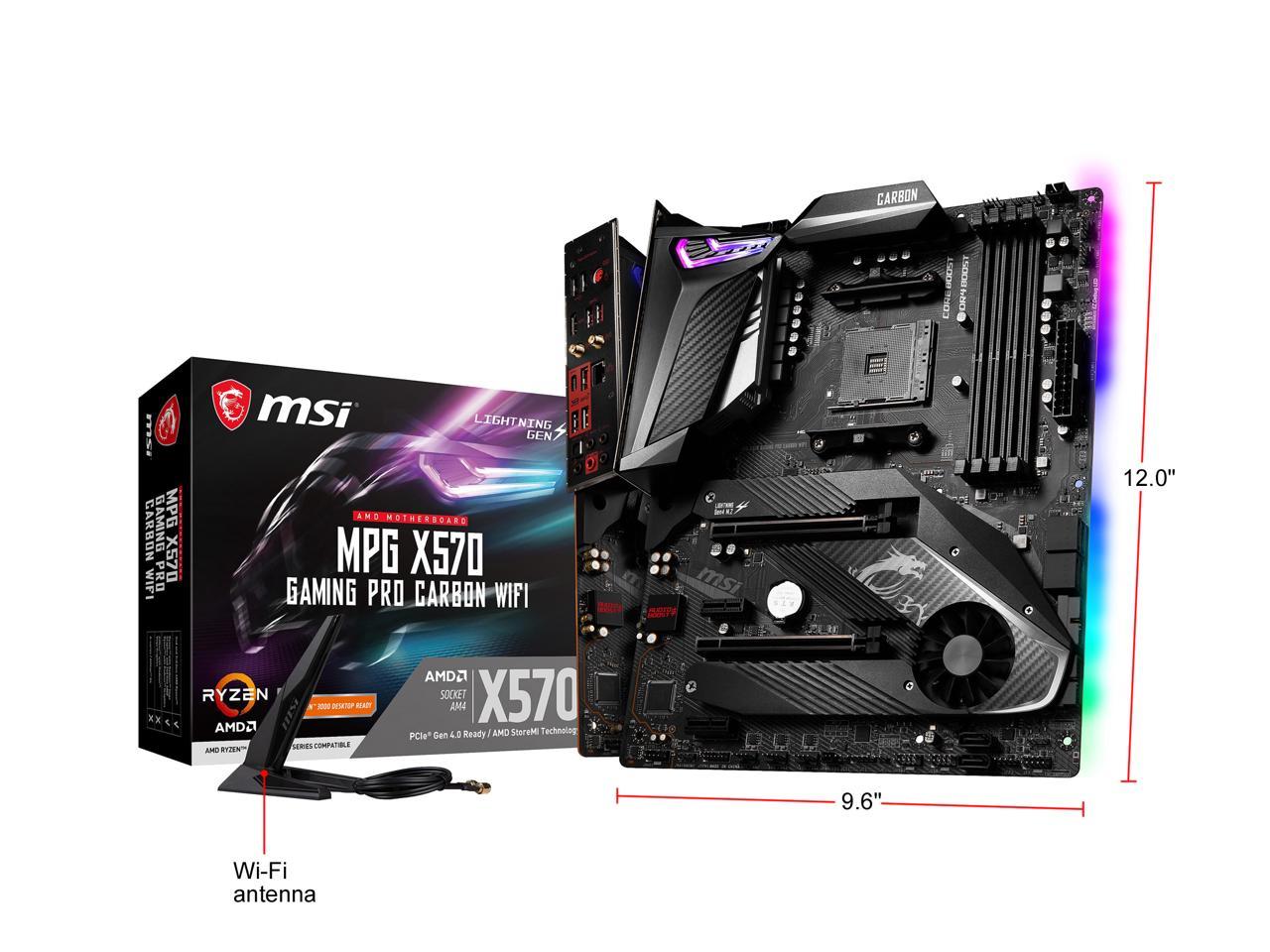 Msi Mpg X570 Gaming Pro Carbon Wifi Gaming Motherboard Amd Am4 Sata 6Gb/S M.2 Usb 3.2 Gen 2 Wi-Fi 6 Hdmi Atx