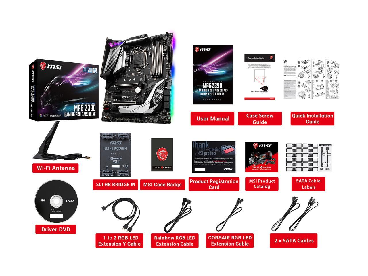 Msi Mpg Z390 Gaming Pro Carbon Ac Lga 1151 (300 Series) Intel Z390 Hdmi Sata 6Gb/S Usb 3.1 Atx Intel Motherboard