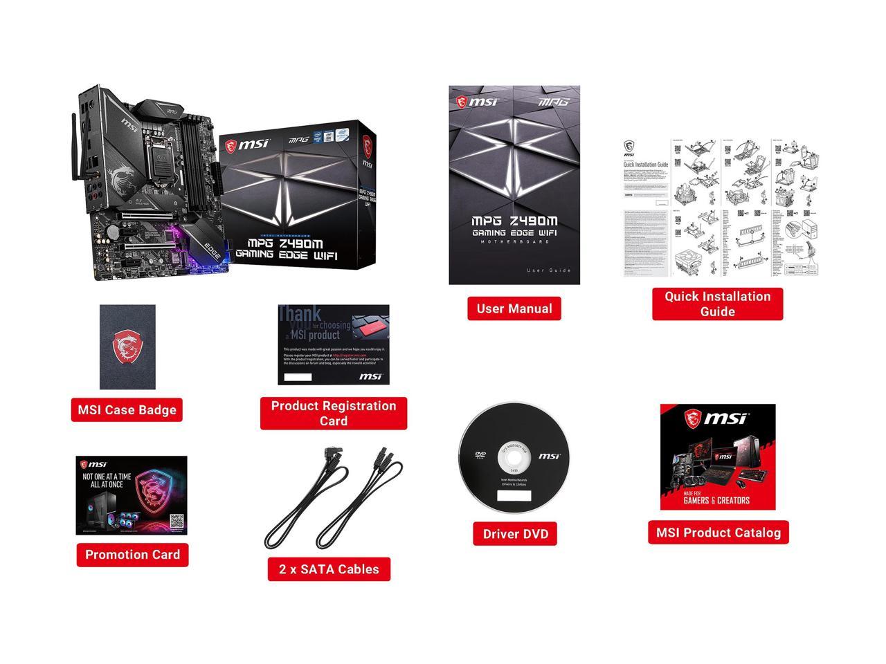 Msi Mpg Z490M Gaming Edge Wifi Lga 1200 Intel Z490 Sata 6Gb/S Micro Atx Intel Motherboard