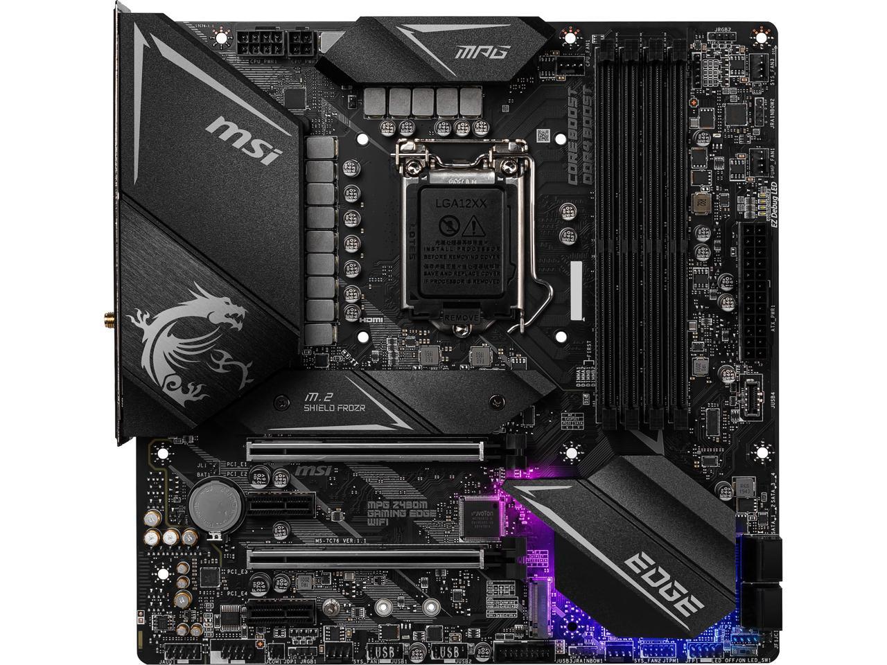 Msi Mpg Z490M Gaming Edge Wifi Lga 1200 Intel Z490 Sata 6Gb/S Micro Atx Intel Motherboard