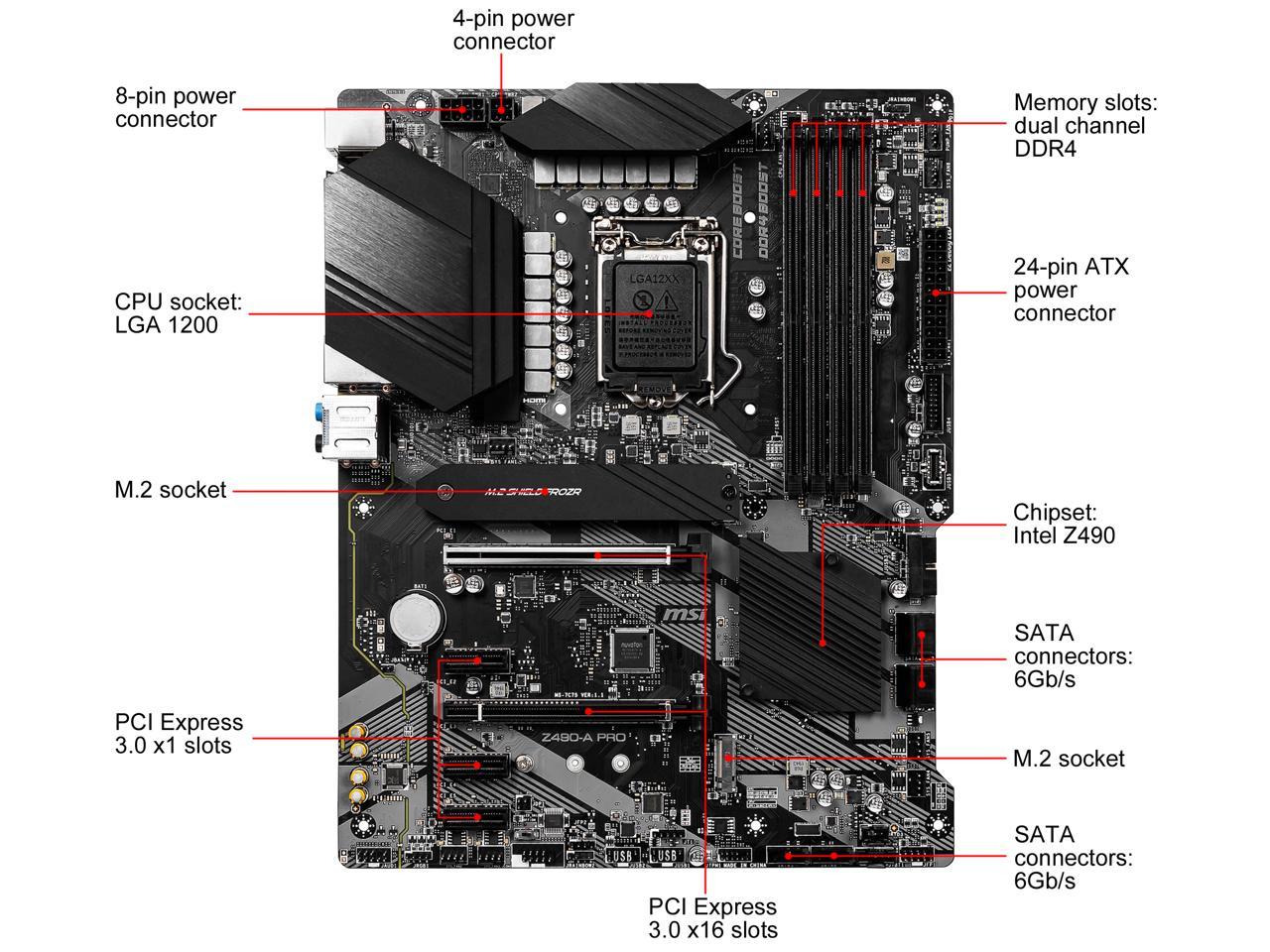 Msi Pro Z490-A Pro Lga 1200 Intel Z490 Sata 6Gb/S Atx Intel Motherboard