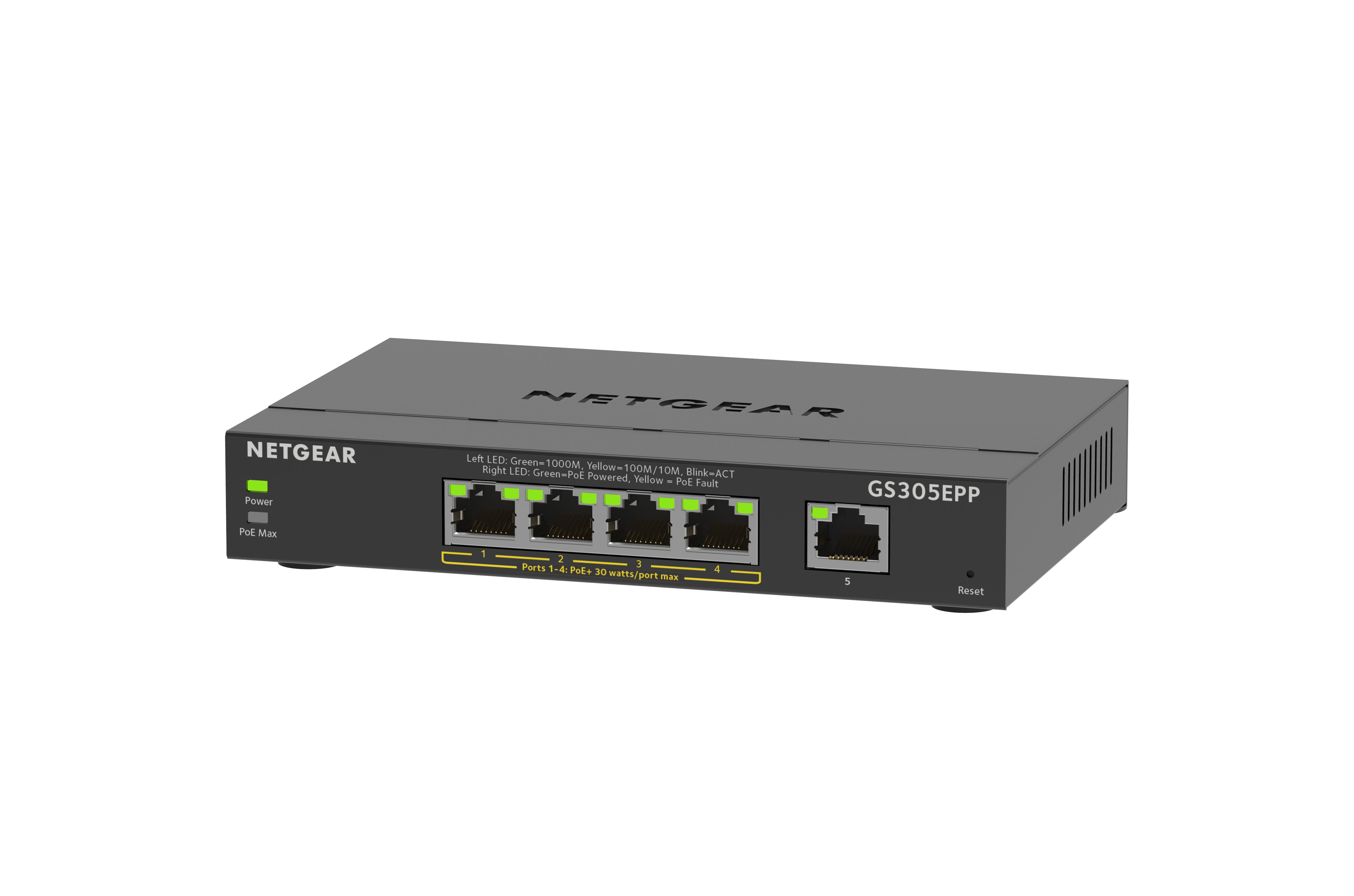 Managed Switch PoE+ 5 Port - NETGEAR Easy Smart 120W | TechSoft GS305EPP-100NAS