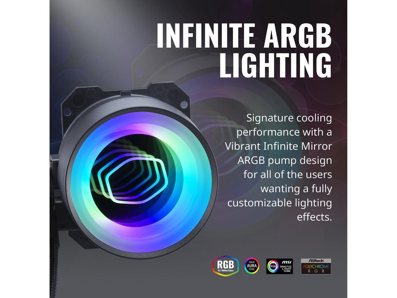 Masterliquid Ml280 Mirror Argb Close-Loop Aio Cpu Liquid Cooler, Mirror Argb Pump, 280 Radiator,