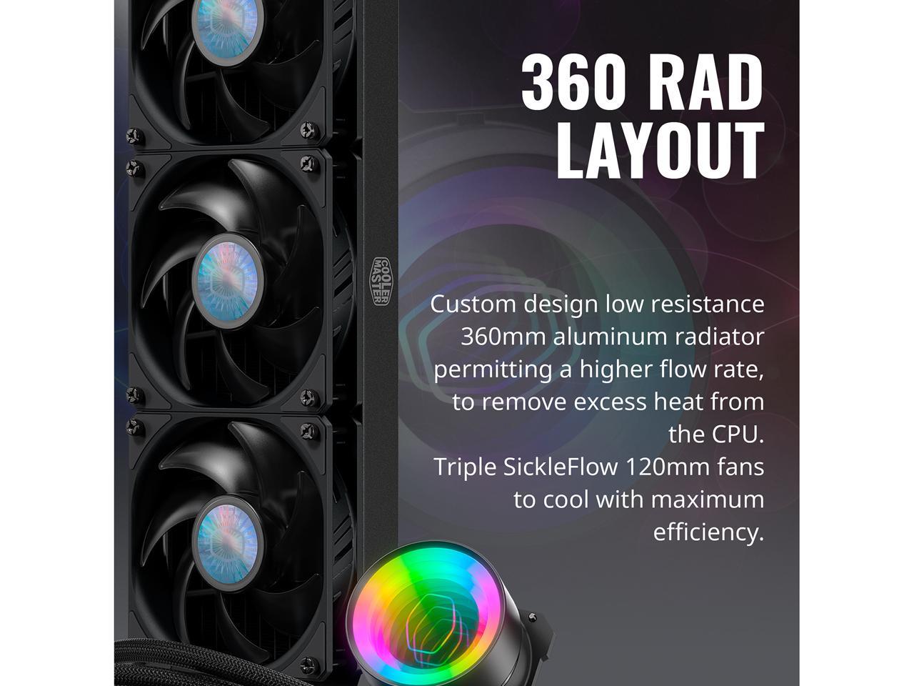 Masterliquid Ml360 Mirror Argb Close-Loop Aio Cpu Liquid Cooler, Mirror Argb Pump, 360 Radiator,