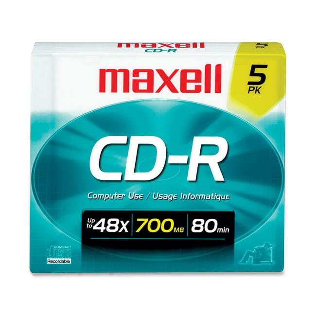 Maxell Cd Recordable Media - Cd-R - 48X - 700 Mb - 5 Pack Slim Jewel Case