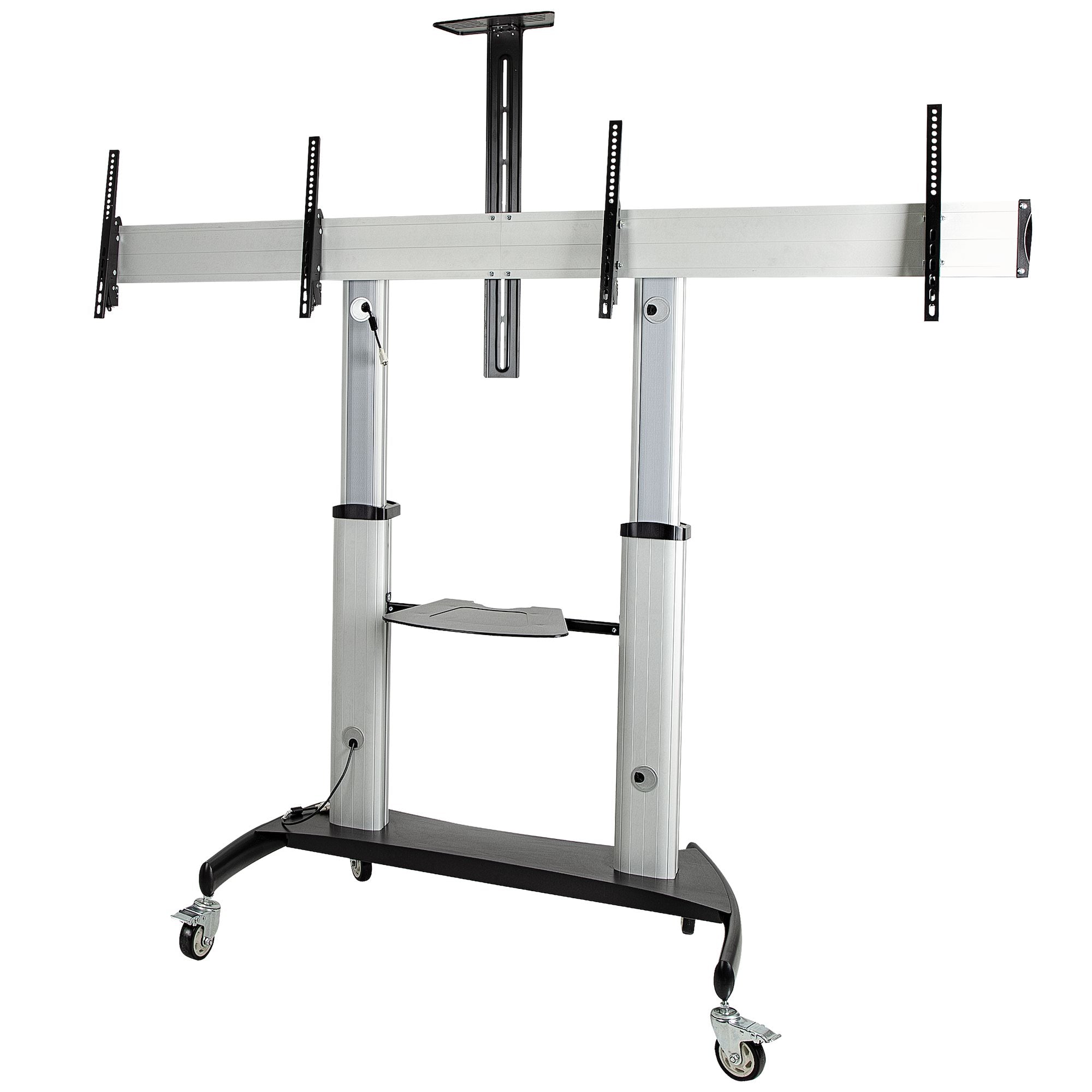 Mobile TV Stand Dual Monitor - Rolling Display Cart | Tecisoft STNDMTVDUO
