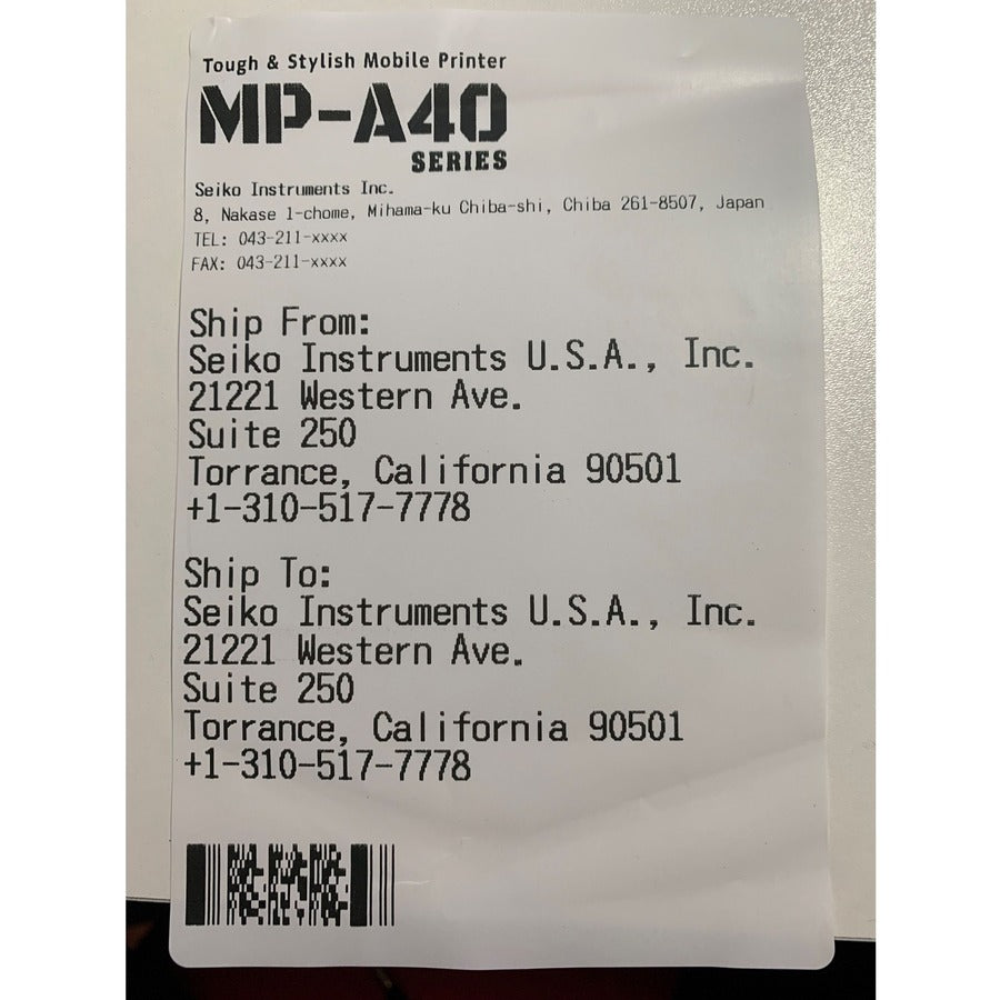 Mobile Thermal Printer - Seiko Instruments MP-A40 Bluetooth Portable | Tecisoft MP-A40-BT-00A