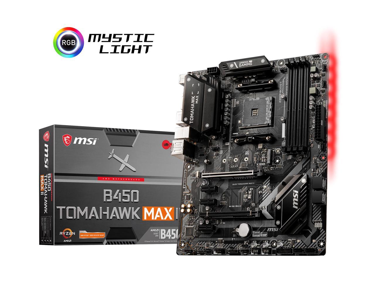 Msi B450 Tomahawk Max Ii Am4 Amd B450 Sata 6Gb/S Atx Amd Motherboard