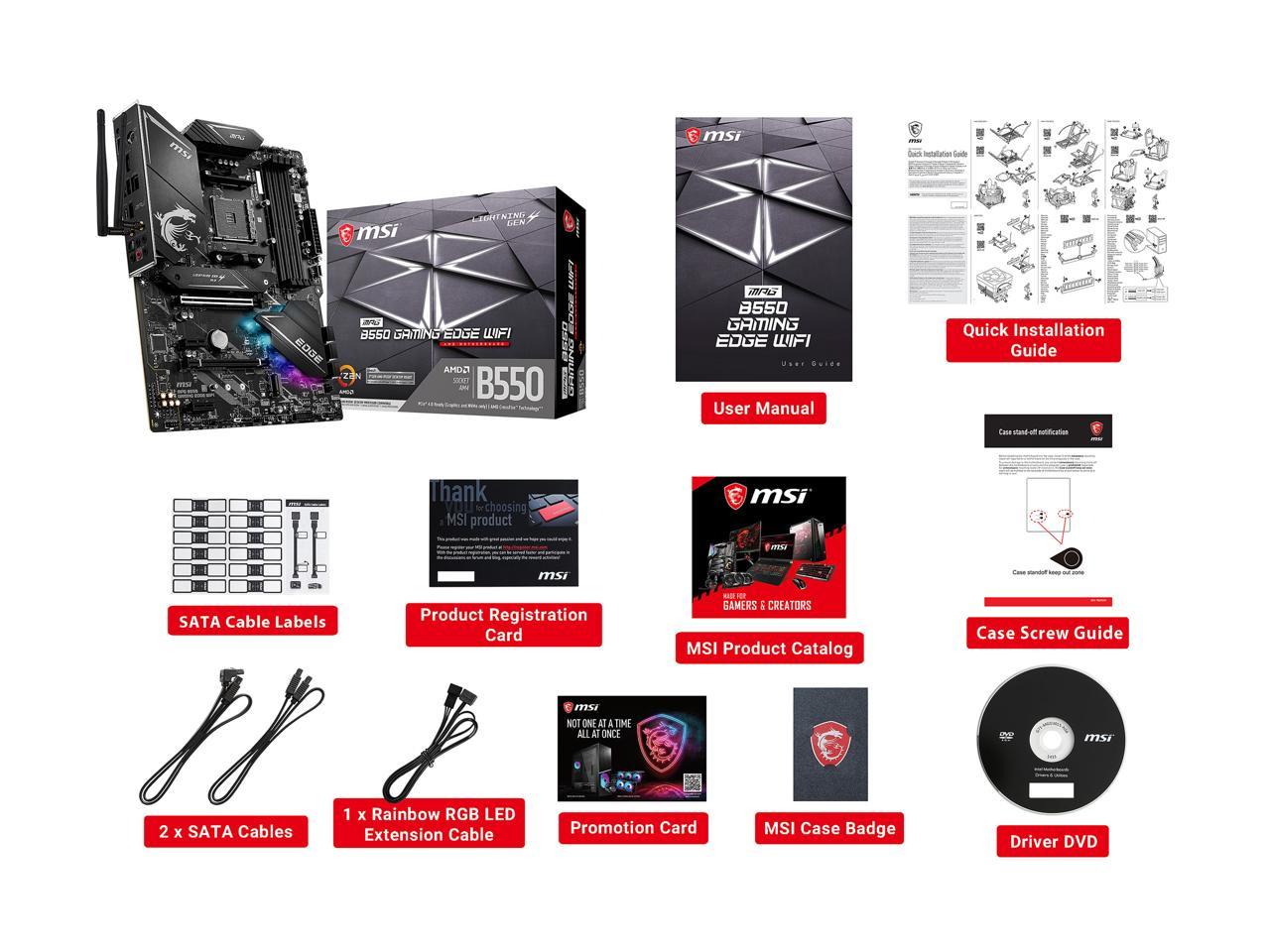 Msi Mpg B550 Gaming Edge Wifi Am4 Amd B550 Sata 6Gb/S Atx Amd Motherboard
