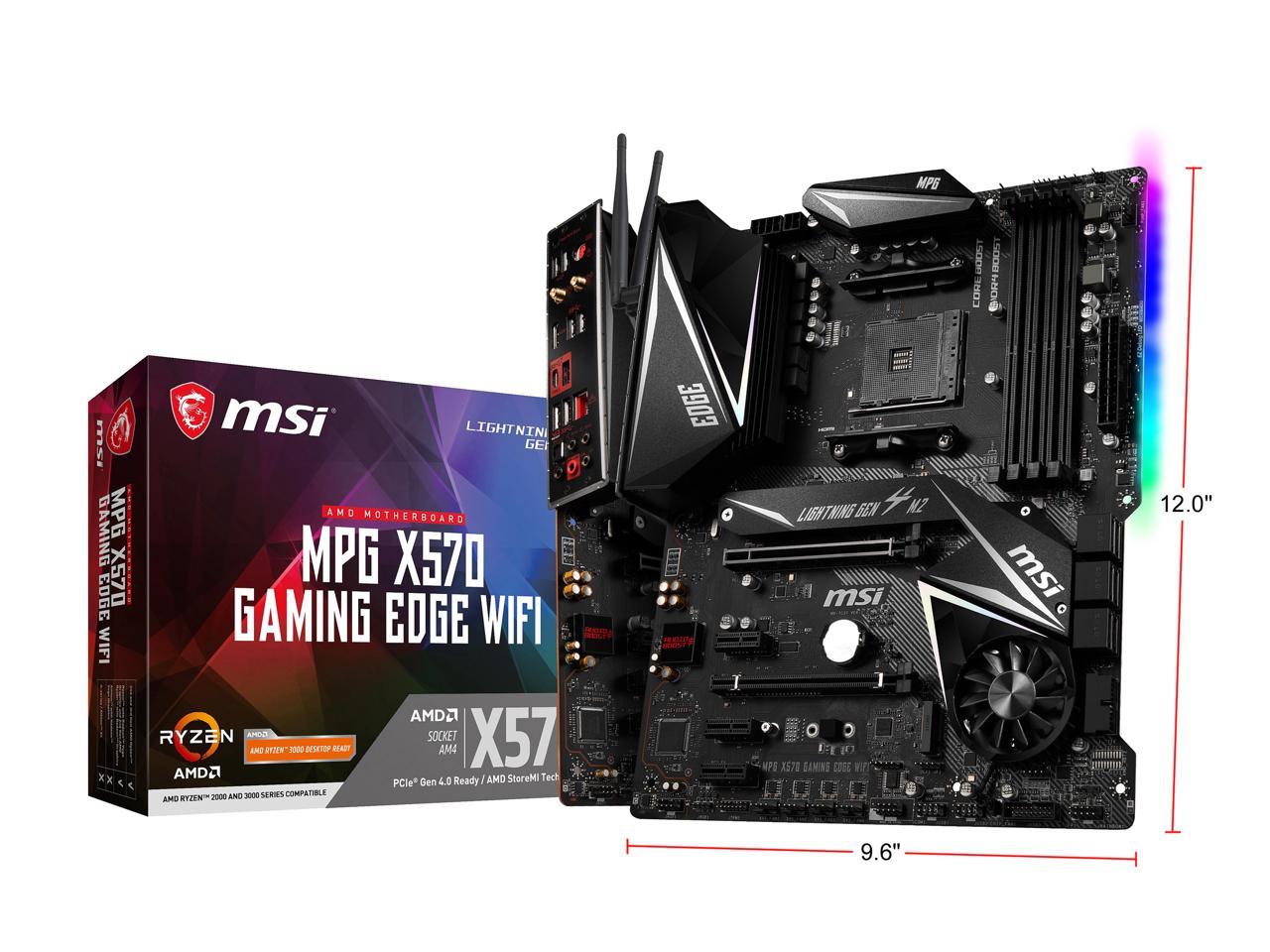Msi Mpg X570 Gaming Edge Wifi Gaming Motherboard Amd Am4 Sata 6Gb/S M.2 Usb 3.2 Gen 2 Hdmi Atx
