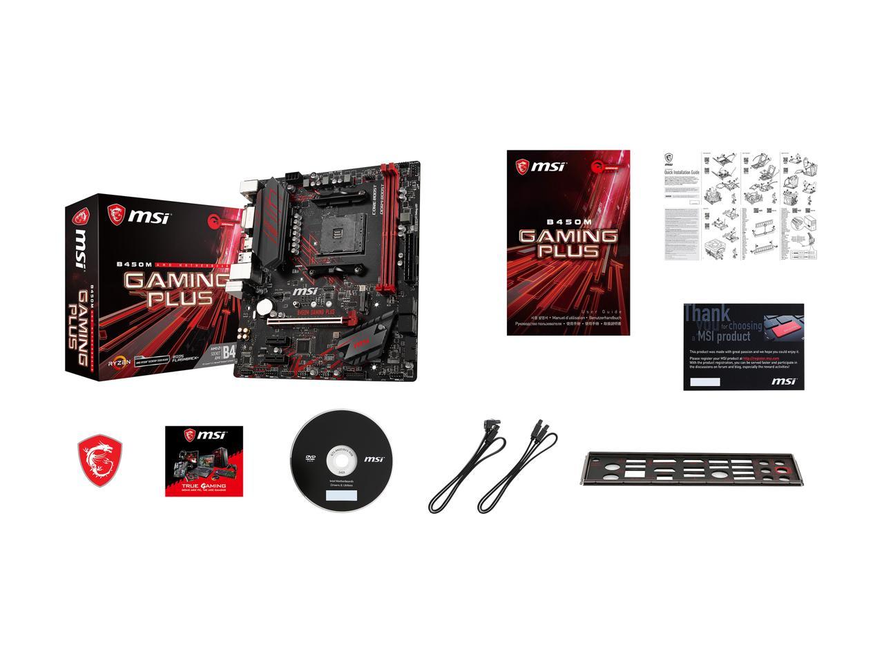 Msi Performance Gaming B450M Gaming Plus Am4 Amd B450 Sata 6Gb/S Usb 3.1 Hdmi Micro Atx Amd Motherboard