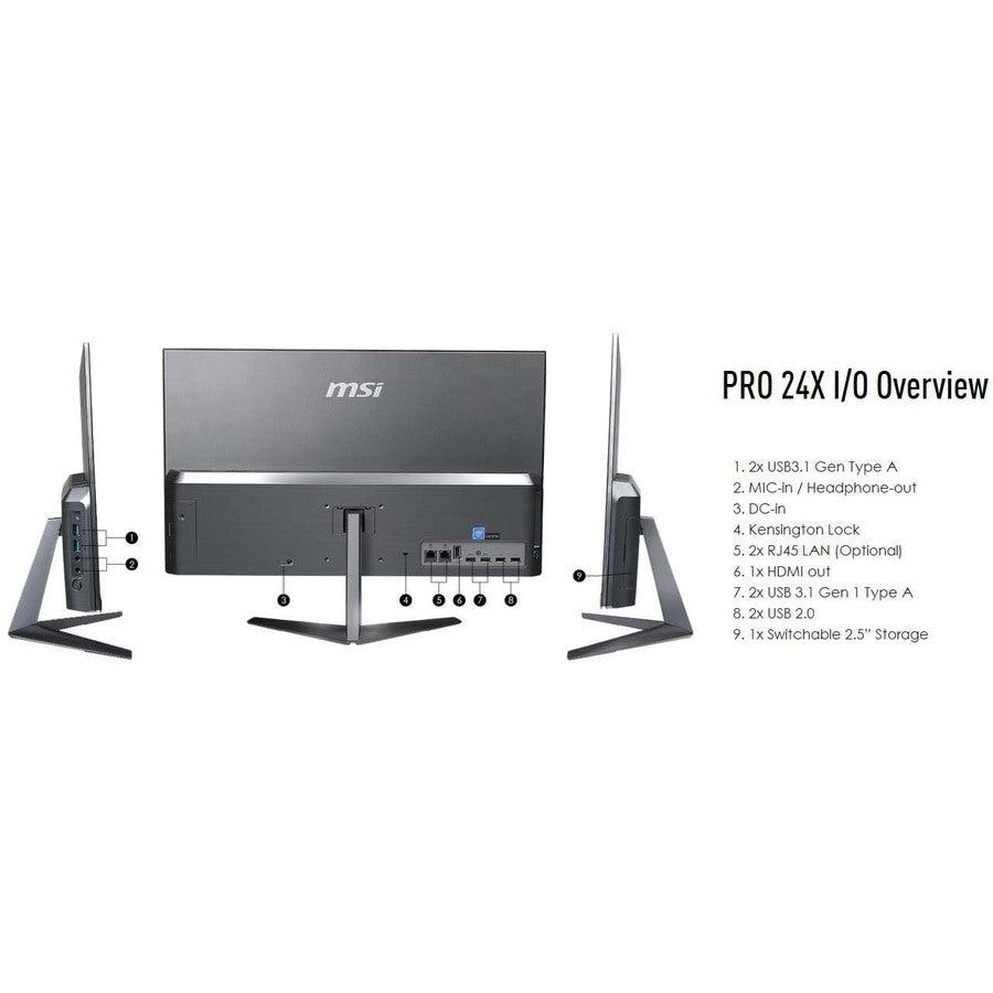 Msi Pro 24X 10M-046Us 23.8 Inch Non-Touch Screen All-In-One Pc Intel Pentium 6405U Processor Uma 4Gb Ddr4 64Gb M.2 Ssd 500Gb Hdd Windows 10 Pro